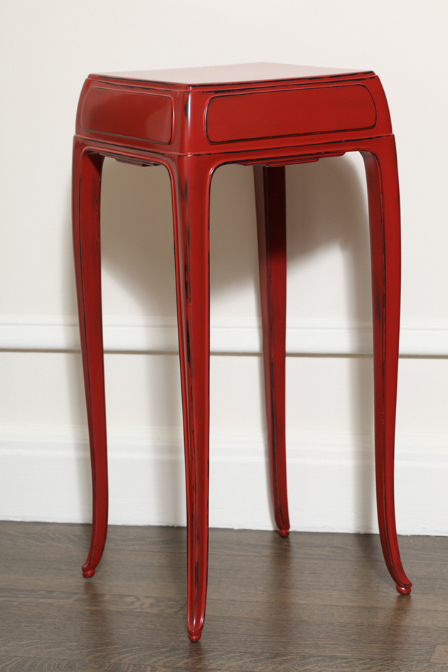 Red Lacquered End Tables * Jean Dunand Mid Century Design